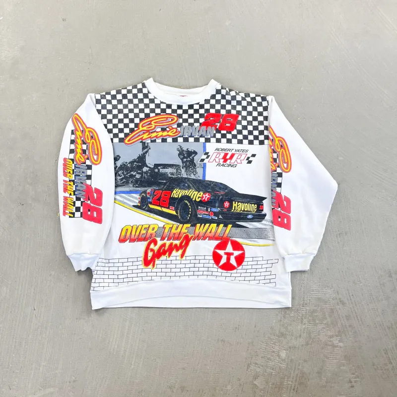 F- Vintage '94 Nascar Ernie Irvin Over The Wall Gang Jumbo Print Racing Crewneck sold by HG Vintage