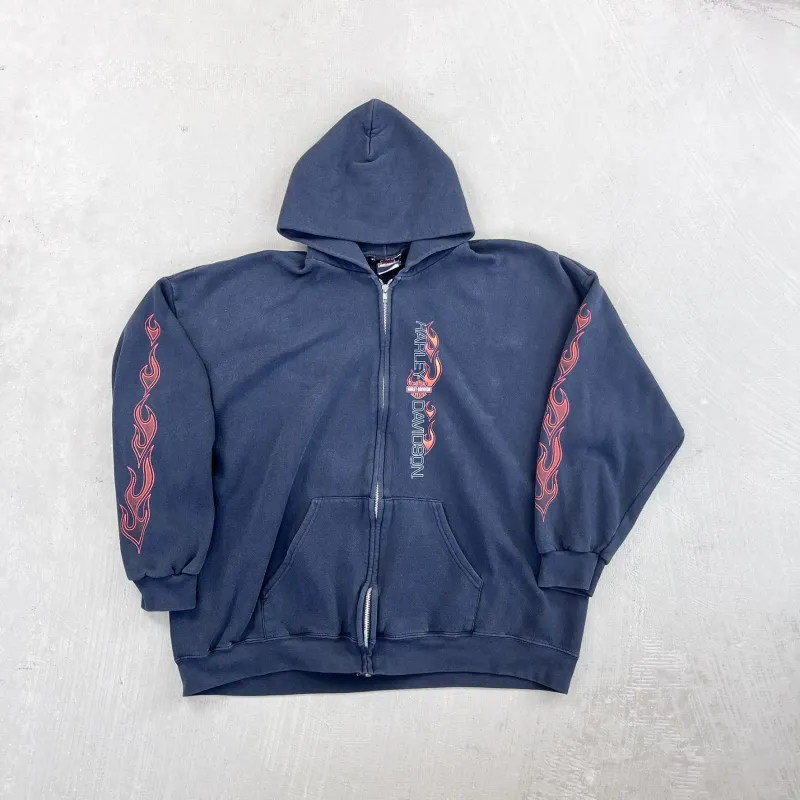 F- Vintage '02 Harley Davidson Oakland California Zip Up Hoodie sold by HG Vintage