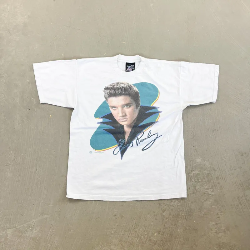 F- Vintage '96 Elvis Presley Picture & Text Tee sold by HG Vintage