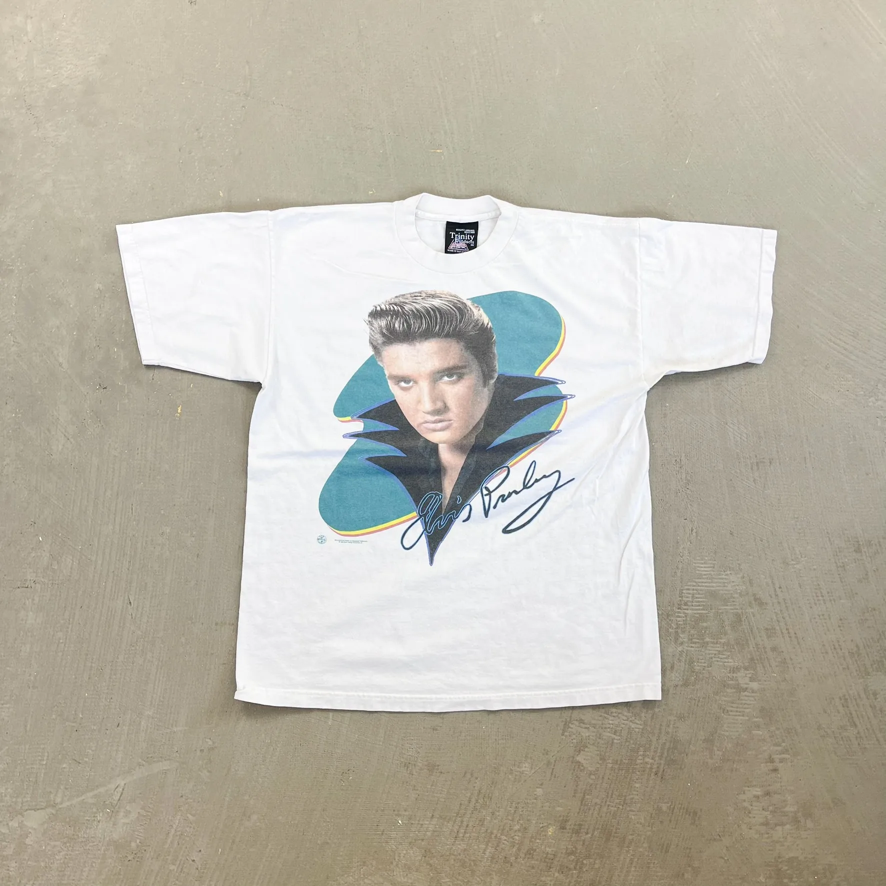 F- Vintage '96 Elvis Presley Picture & Text Tee sold by HG Vintage