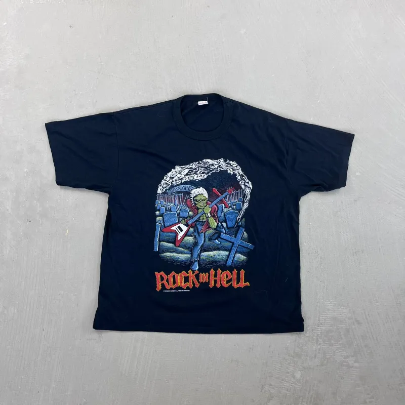 F- Vintage '88 Rock In Hell Montreal Graphic Single Stitch Tee made by HG Vintage
