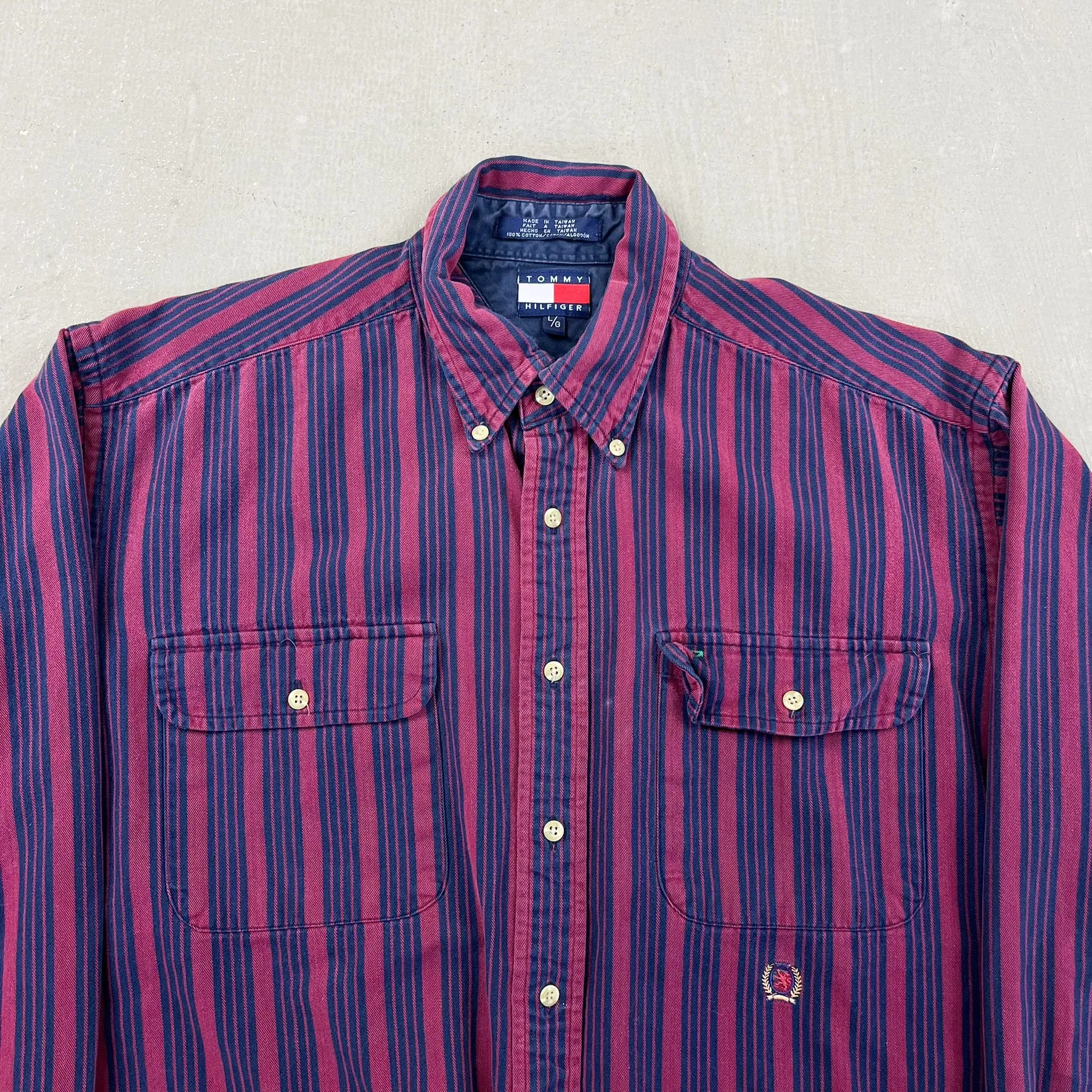 F- Vintage Tommy Hilfiger Stripped Embroidered Crest Button Down Shirt sold by HG Vintage product image thumbnail 2