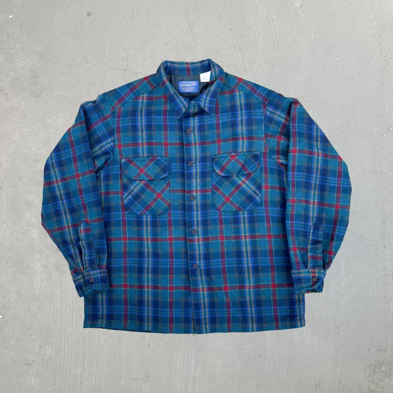 F- Vintage Pendleton Wool Teal  Button Down Shirt sold by HG Vintage