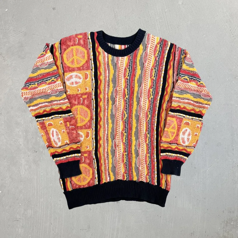 F- Vintage Peace Sign Coogi Style Woven Knit Sweaters sold by HG Vintage