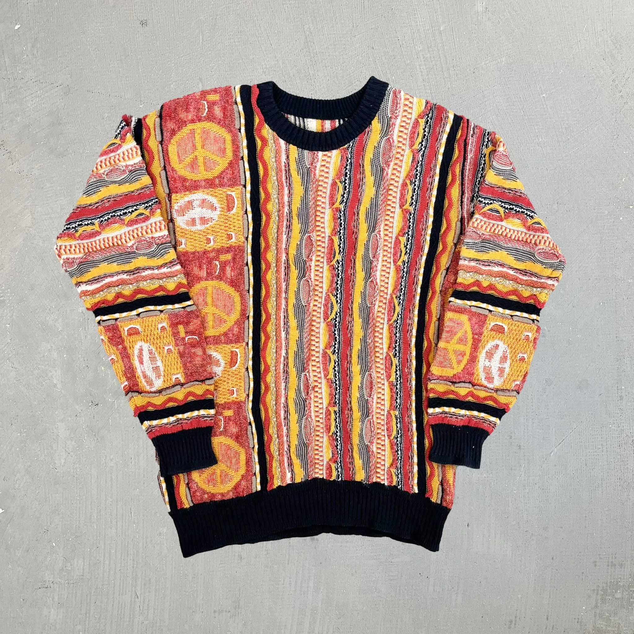 F- Vintage Peace Sign Coogi Style Woven Knit Sweaters sold by HG Vintage