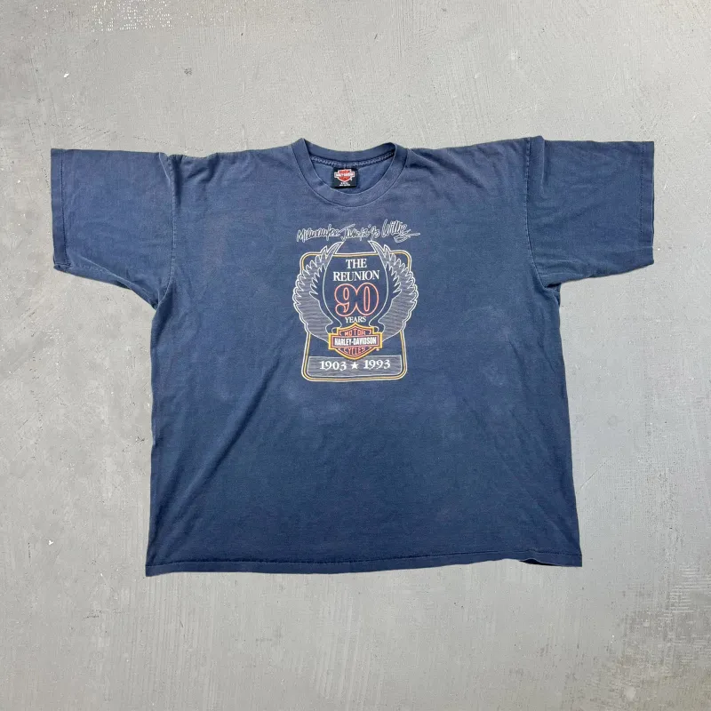 F- Vintage '93 Harley Davidson Milwaukee Reunion Single Stitch Tee sold by HG Vintage