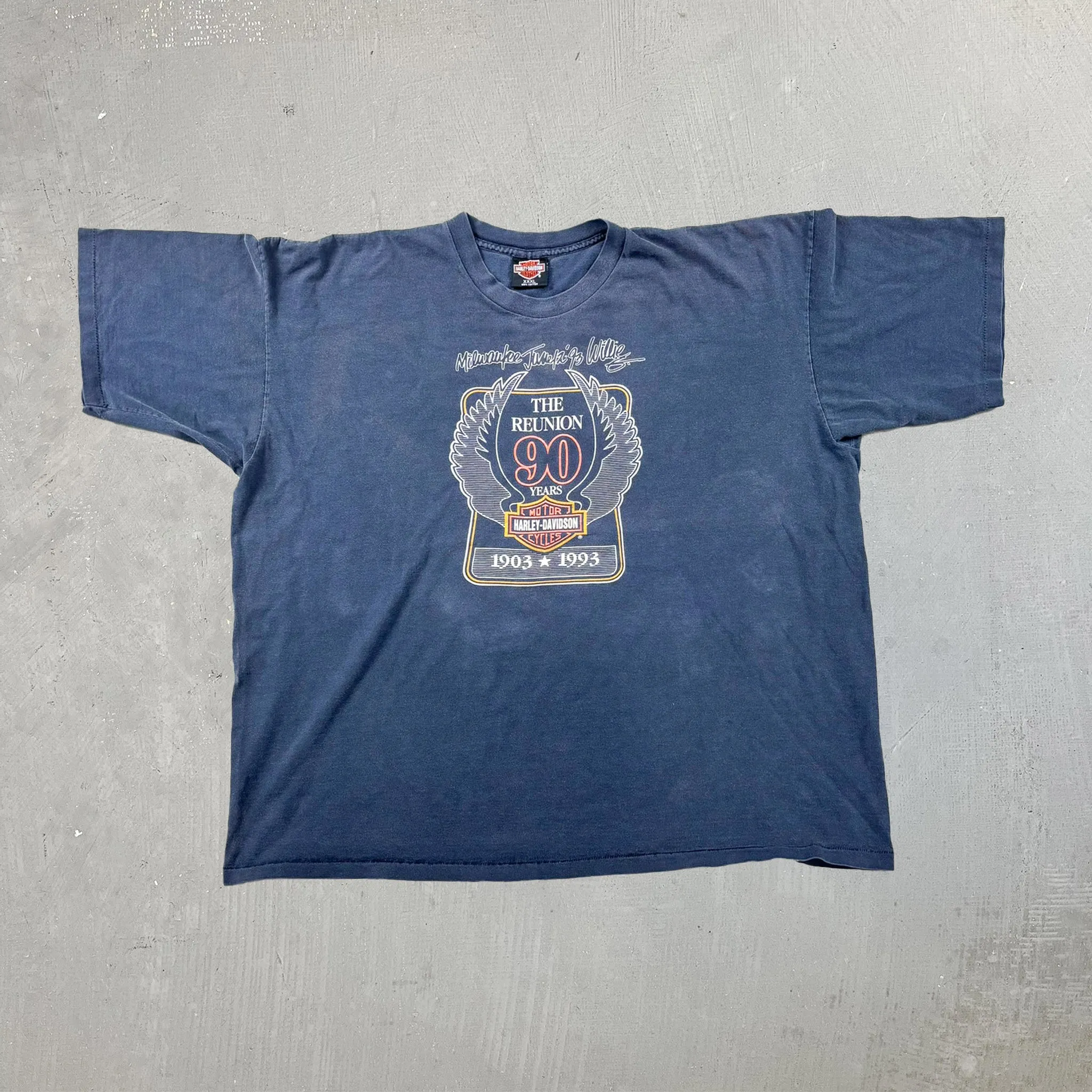 F- Vintage '93 Harley Davidson Milwaukee Reunion Single Stitch Tee sold by HG Vintage