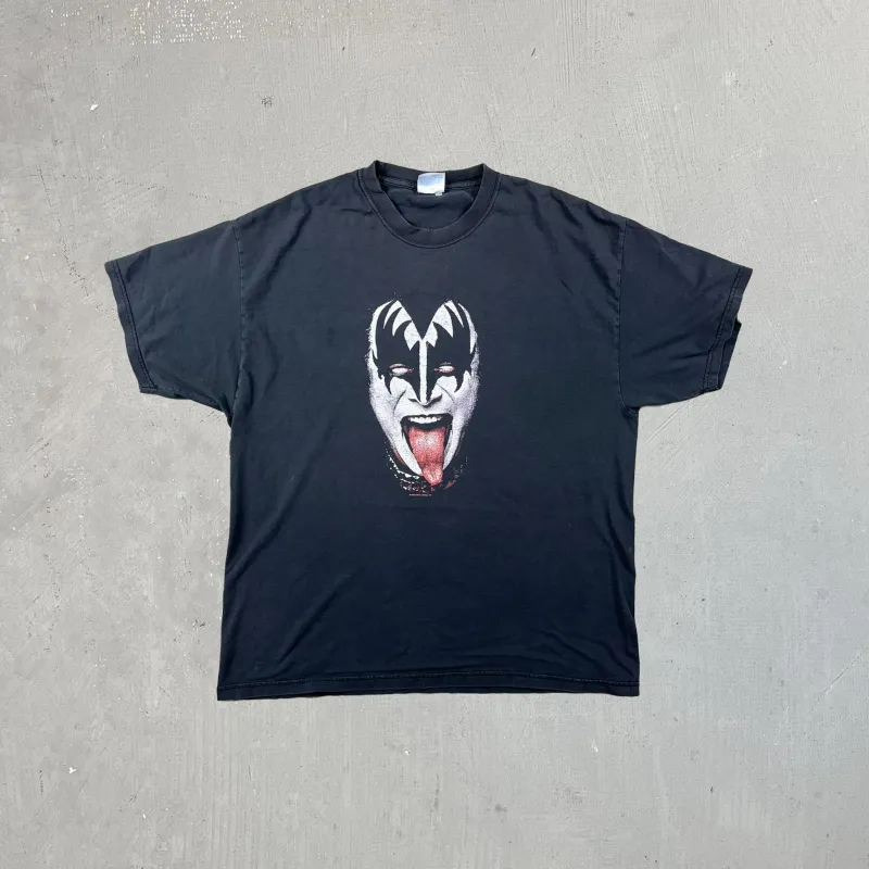 F- Vintage '02 Kiss Gene Simmons Demon Face Picture Hanes Tag Tee sold by HG Vintage