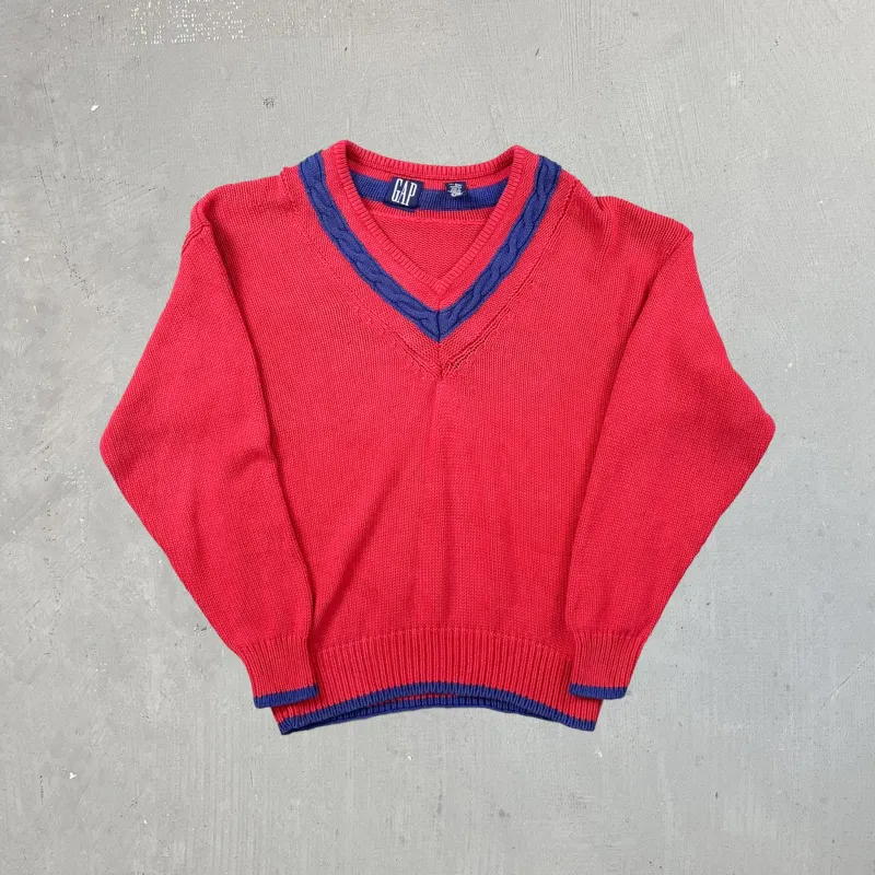 F- Vintage Gap V-Neck Red Knit Sweater sold by HG Vintage