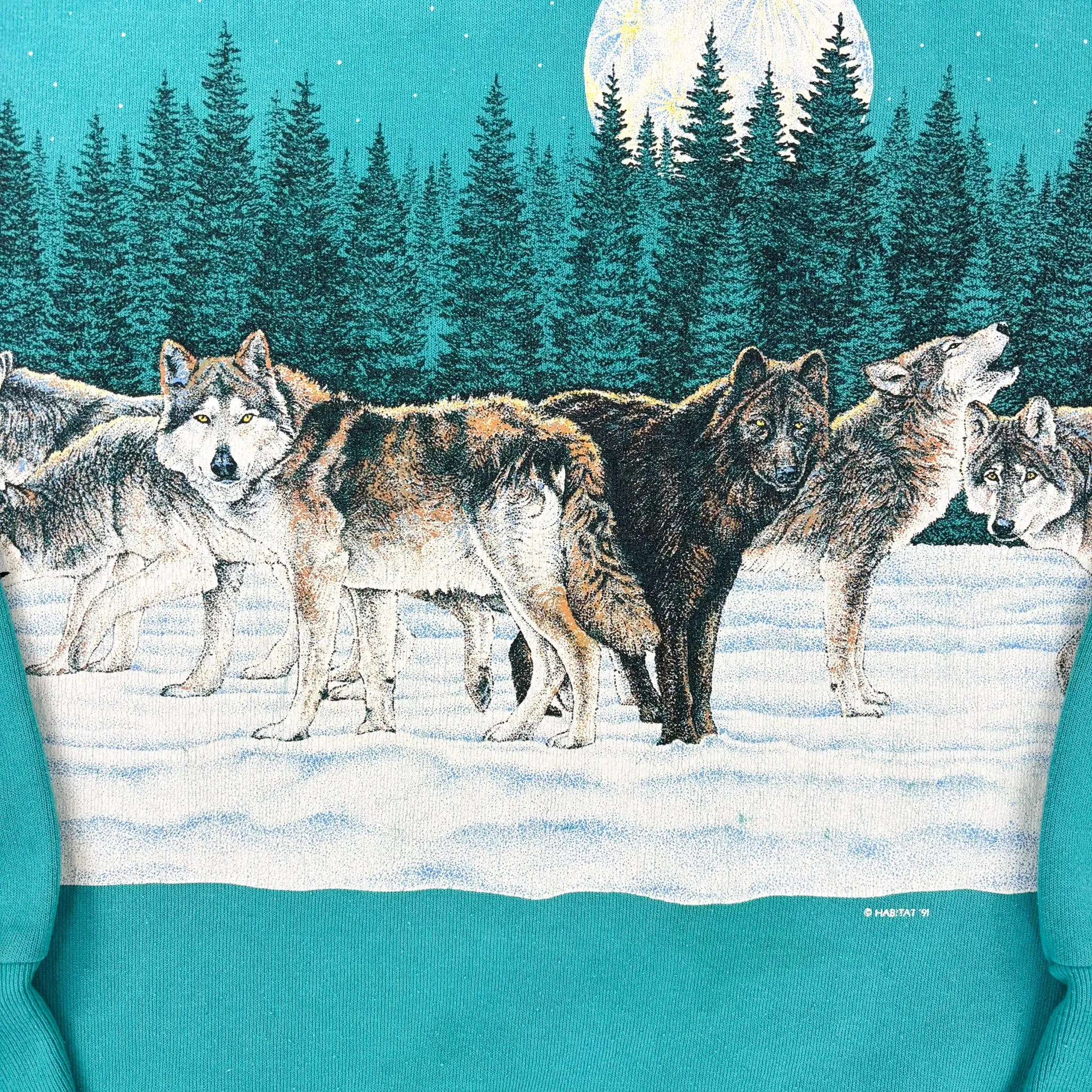F- Vintage '91 Signal Sports Moon & Wolves In Snow Crewneck sold by HG Vintage product image thumbnail 2
