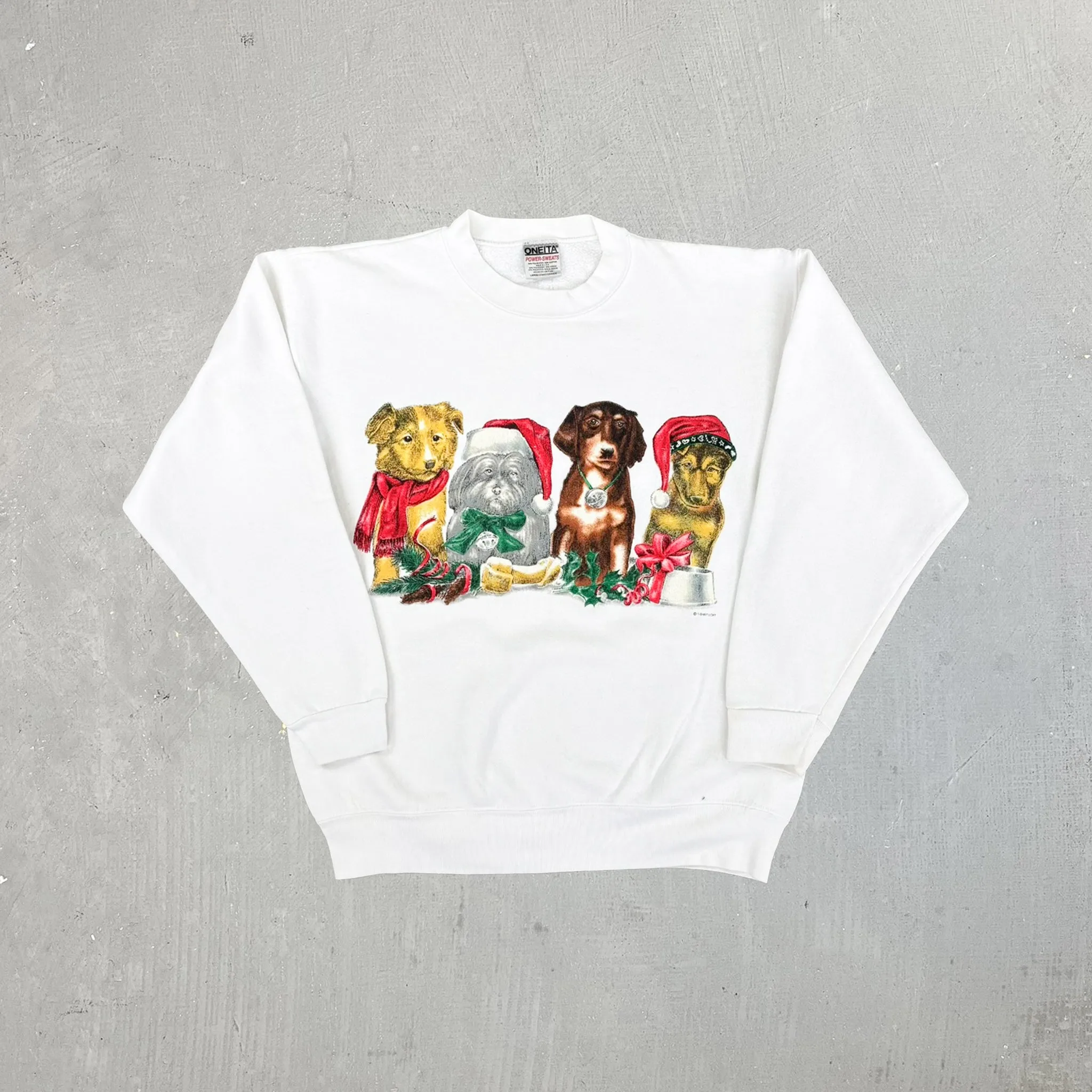 F- Vintage Christmas Dogs Graphic Crewneck sold by HG Vintage