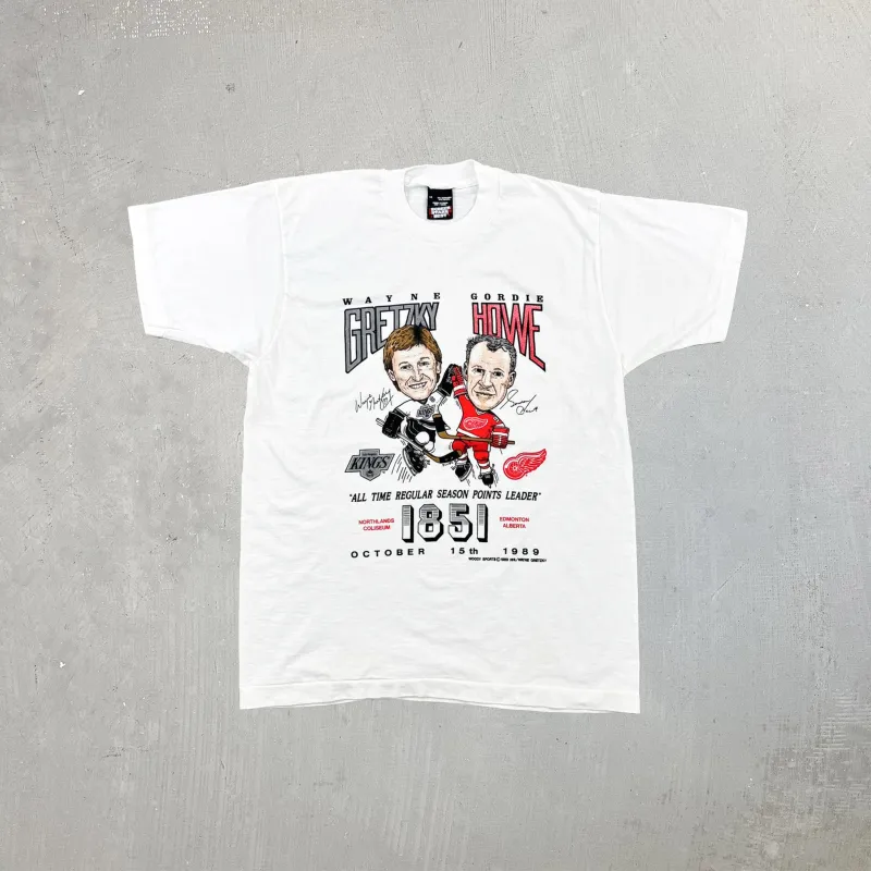 F- Vintage '89 Wayne Gretzky & Gordie Howe Points Leader Graphic Single Stitch Tee sold by HG Vintage