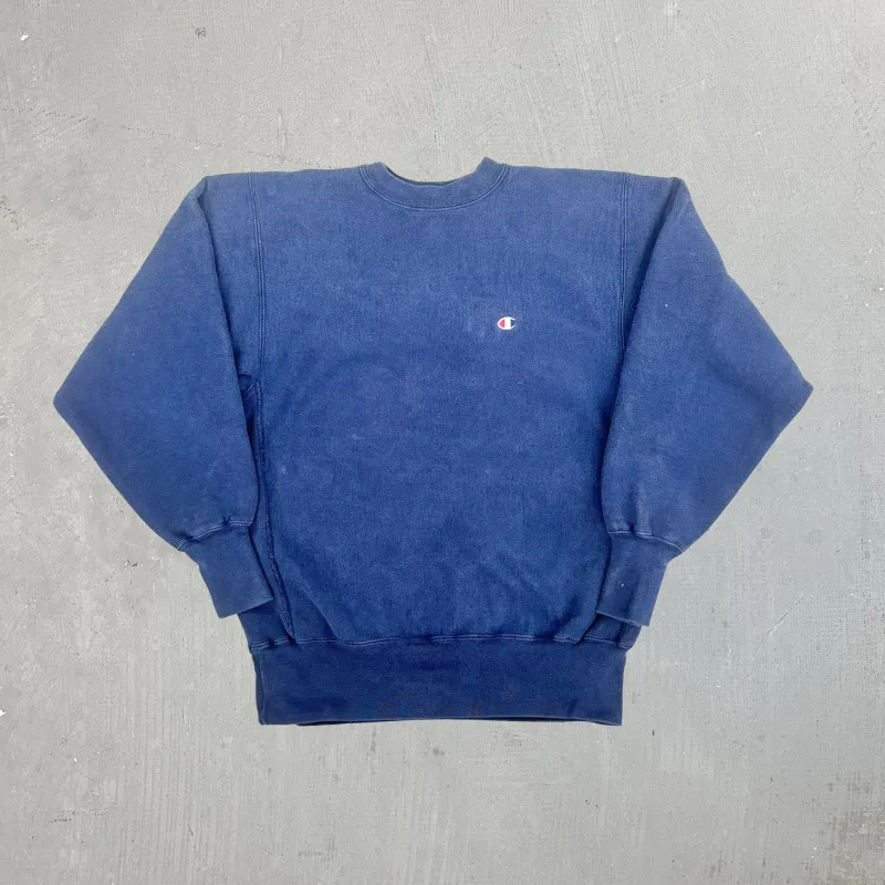 F- Vintage 90s Champion Reverse Weave Made In USA Navy Crewneck sold by HG Vintage