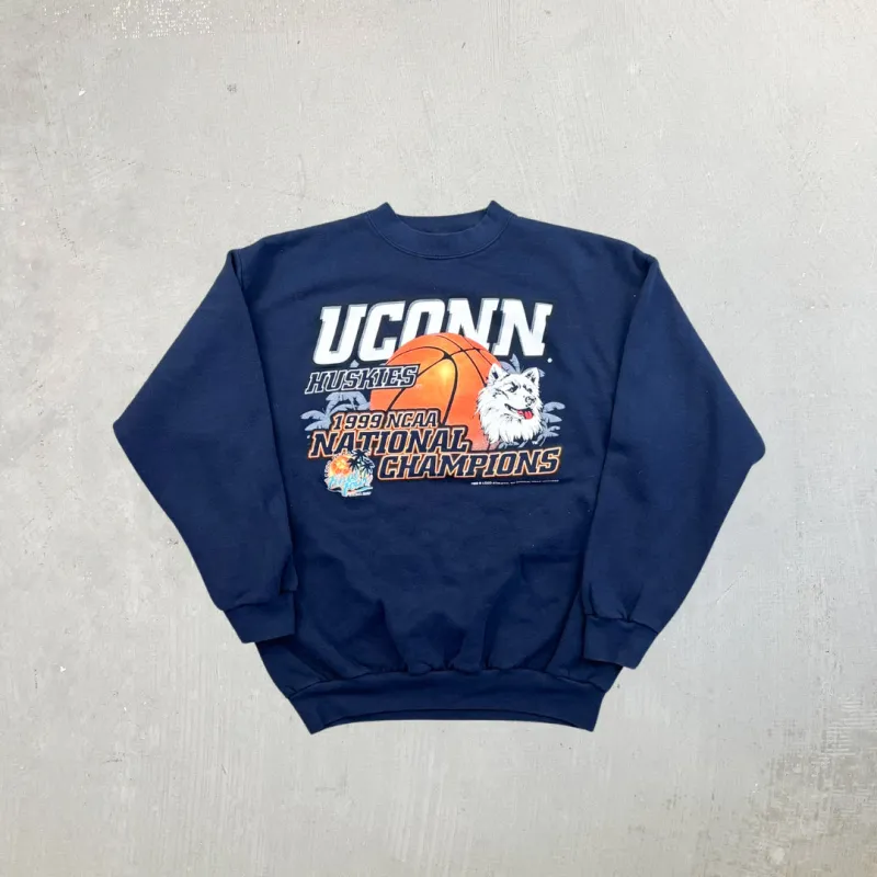 F- Vintage '99 Uconn Huskies NCAA Basketball Champions Logo Athletic Crewneck sold by HG Vintage