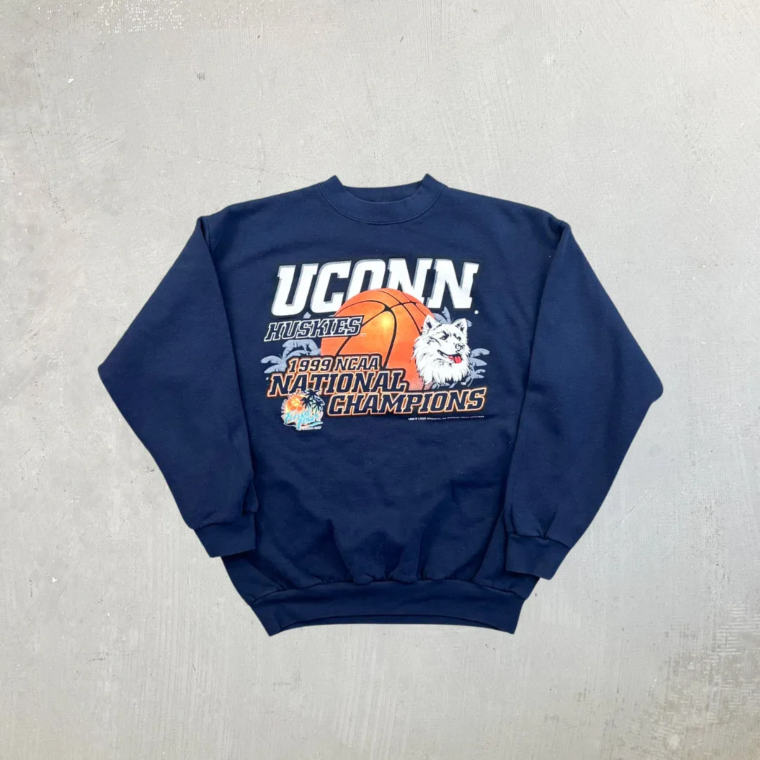 F- Vintage '99 Uconn Huskies NCAA Basketball Champions Logo Athletic Crewneck sold by HG Vintage