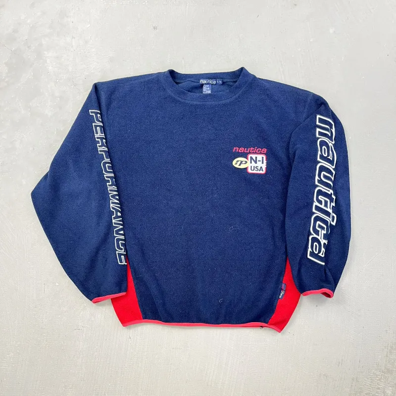 F- Nautica Embroidered Text & Logo Polar Fleece Crewneck sold by HG Vintage