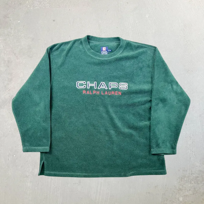 F- Chaps Ralph Lauren Embroidered Text Polar Fleece Crewneck sold by HG Vintage