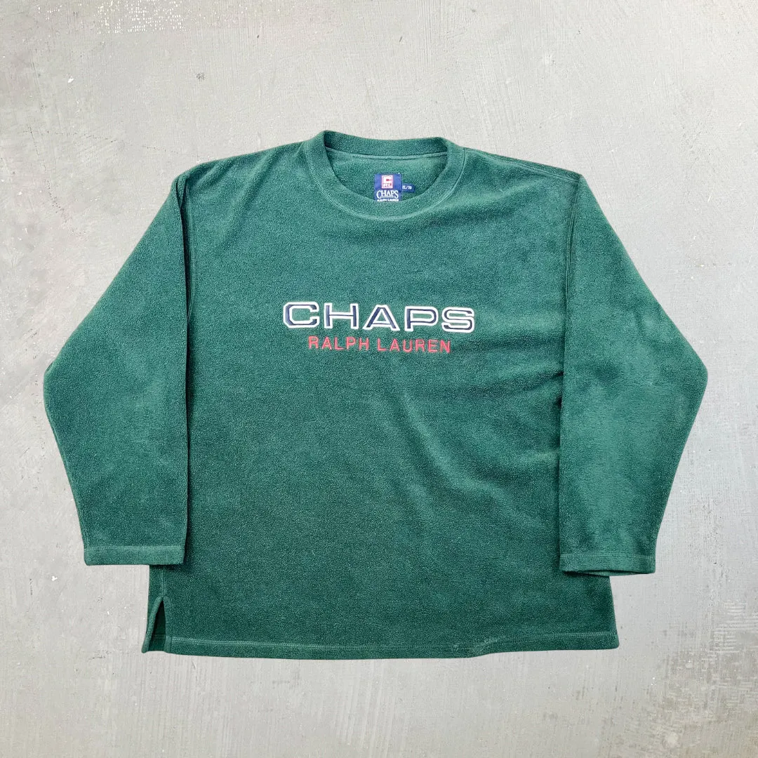 F- Chaps Ralph Lauren Embroidered Text Polar Fleece Crewneck sold by HG Vintage