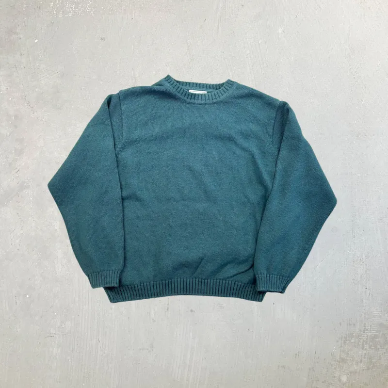 F- Vintage LL Bean Green Plain Knit Sweater made by HG Vintage