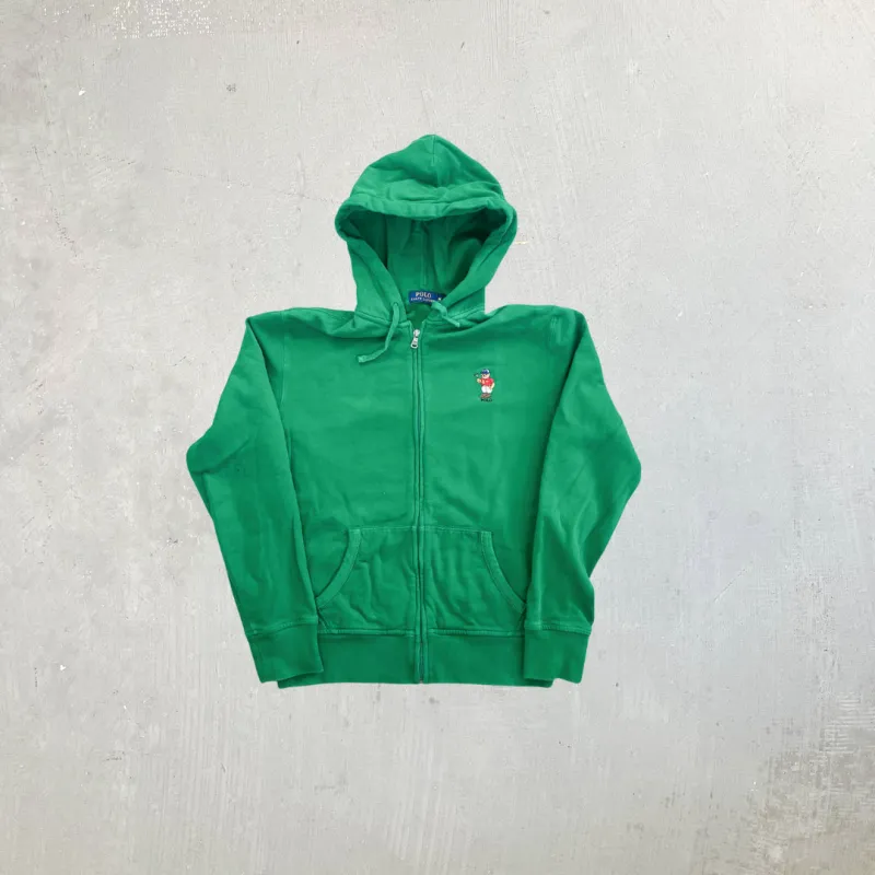 F- Polo Ralph Lauren Embroidered Bear Zip Up Hoodie sold by HG Vintage
