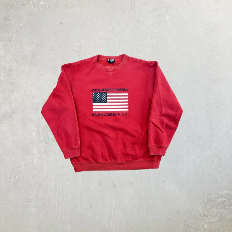 F- Vintage Polo Jeans Ralph Lauren USA Flag Crewneck sold by HG Vintage