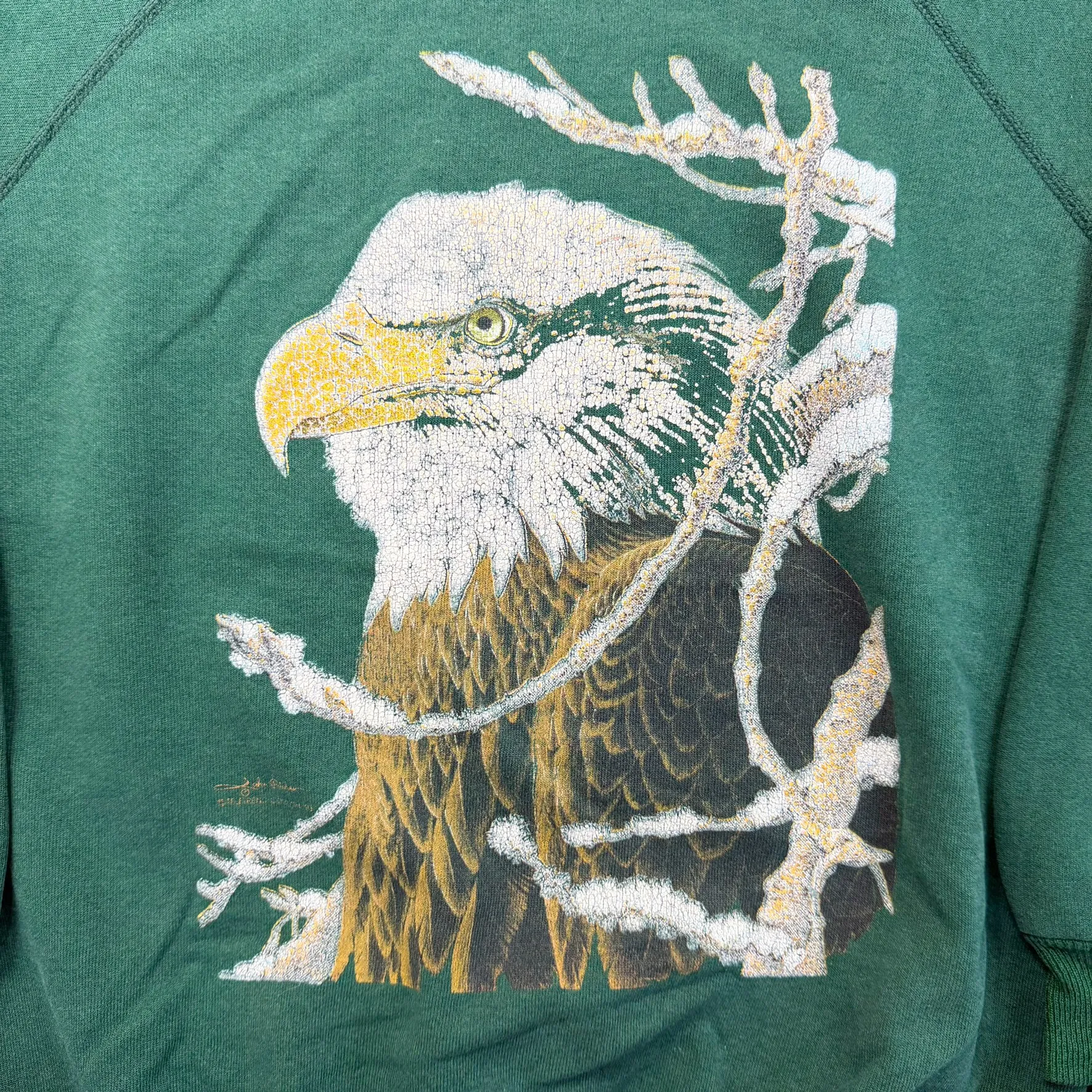F- Vintage '93 Eagle Print Hanes Active Tag Made In USA Crewneck sold by HG Vintage product image thumbnail 2
