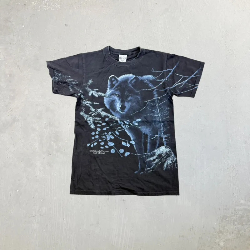 F- Vintage Las Vegas Wolf Animal Print Made In USA Single Stitch Tee sold by HG Vintage