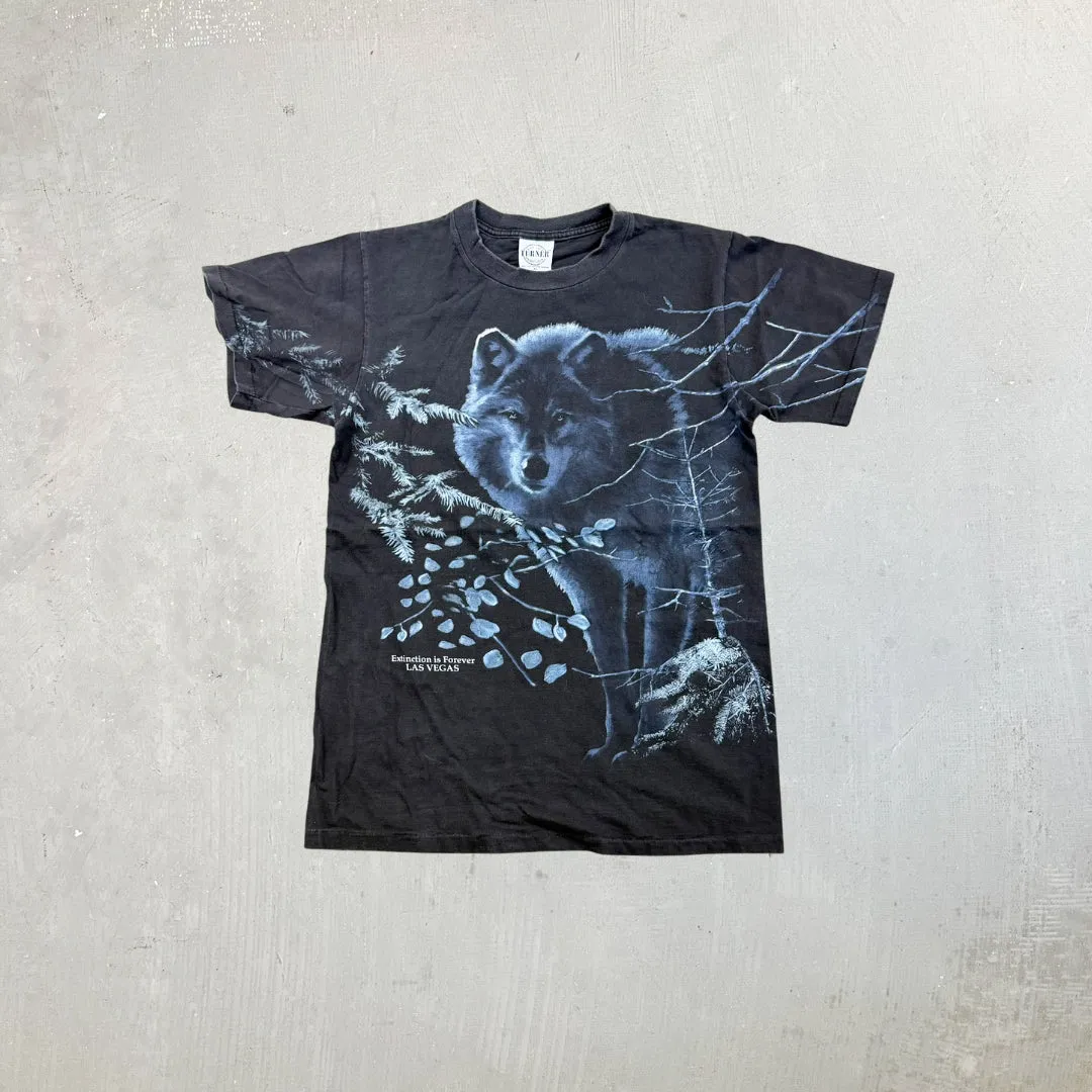 F- Vintage Las Vegas Wolf Animal Print Made In USA Single Stitch Tee sold by HG Vintage