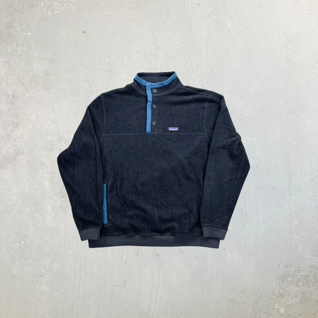 F- Patagonia Snap-T Black/Blue Polar Fleece sold by HG Vintage