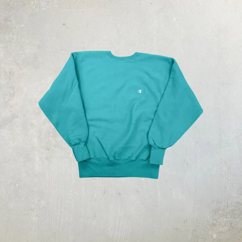 F- Vintage Champion Reverse Weave Made In USA Teal Crewneck sold by HG Vintage