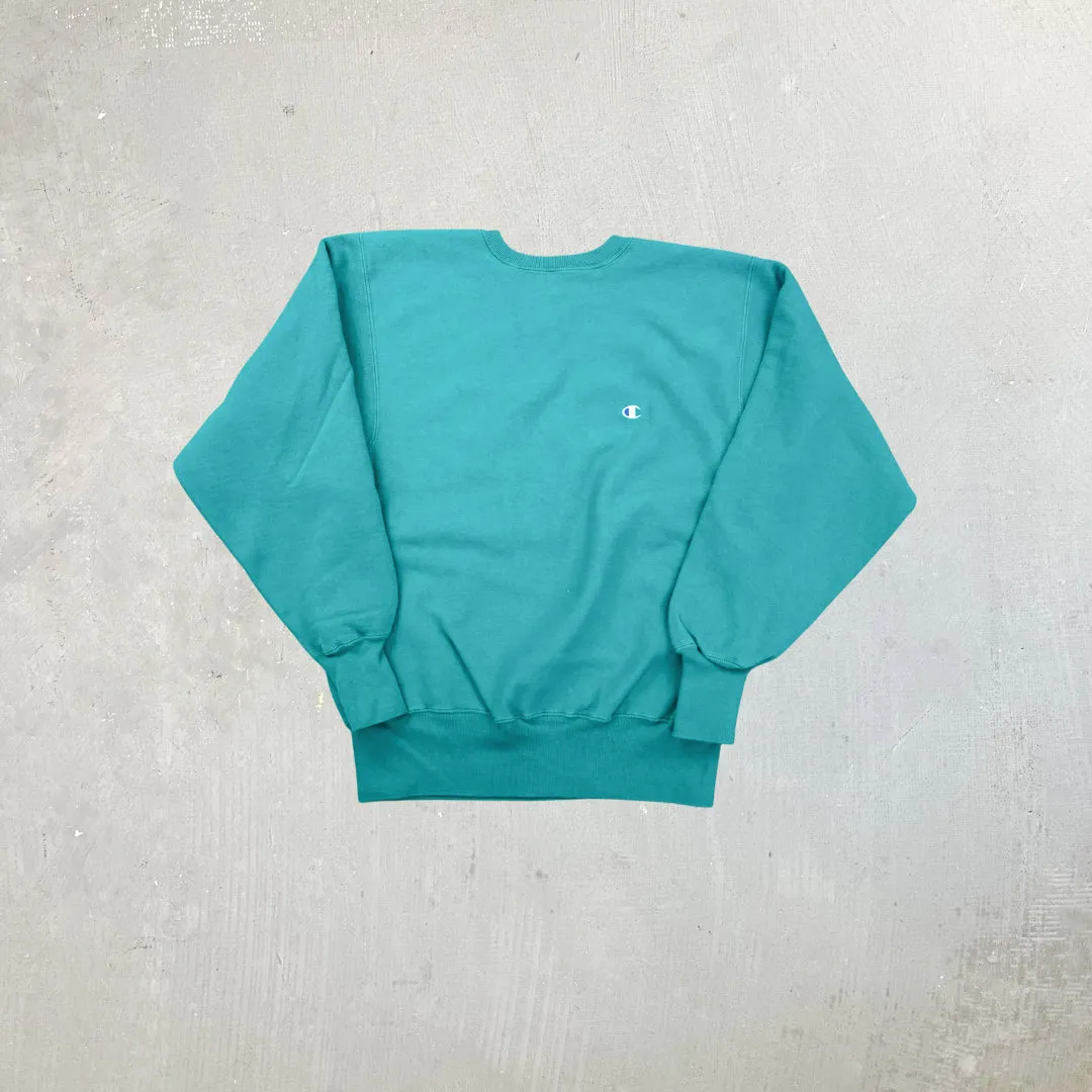F- Vintage Champion Reverse Weave Made In USA Teal Crewneck sold by HG Vintage