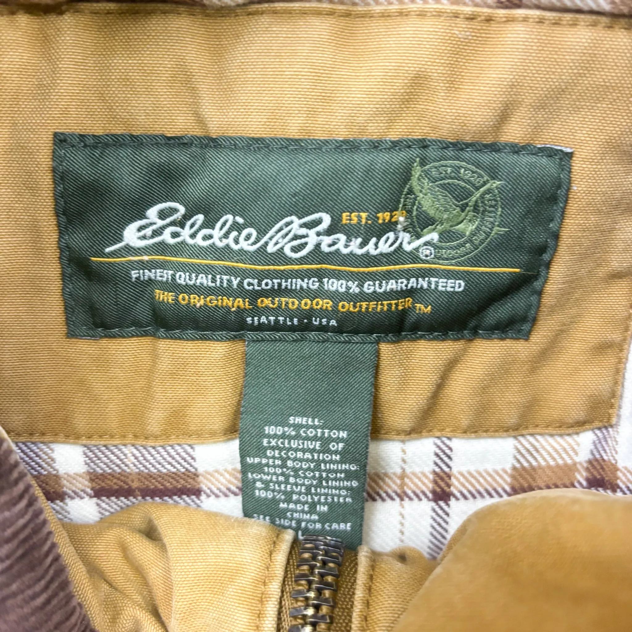 F- Vintage Eddie Bauer Canvas Flannel Lined Heavy Winter Jacket sold by HG Vintage product image thumbnail 3
