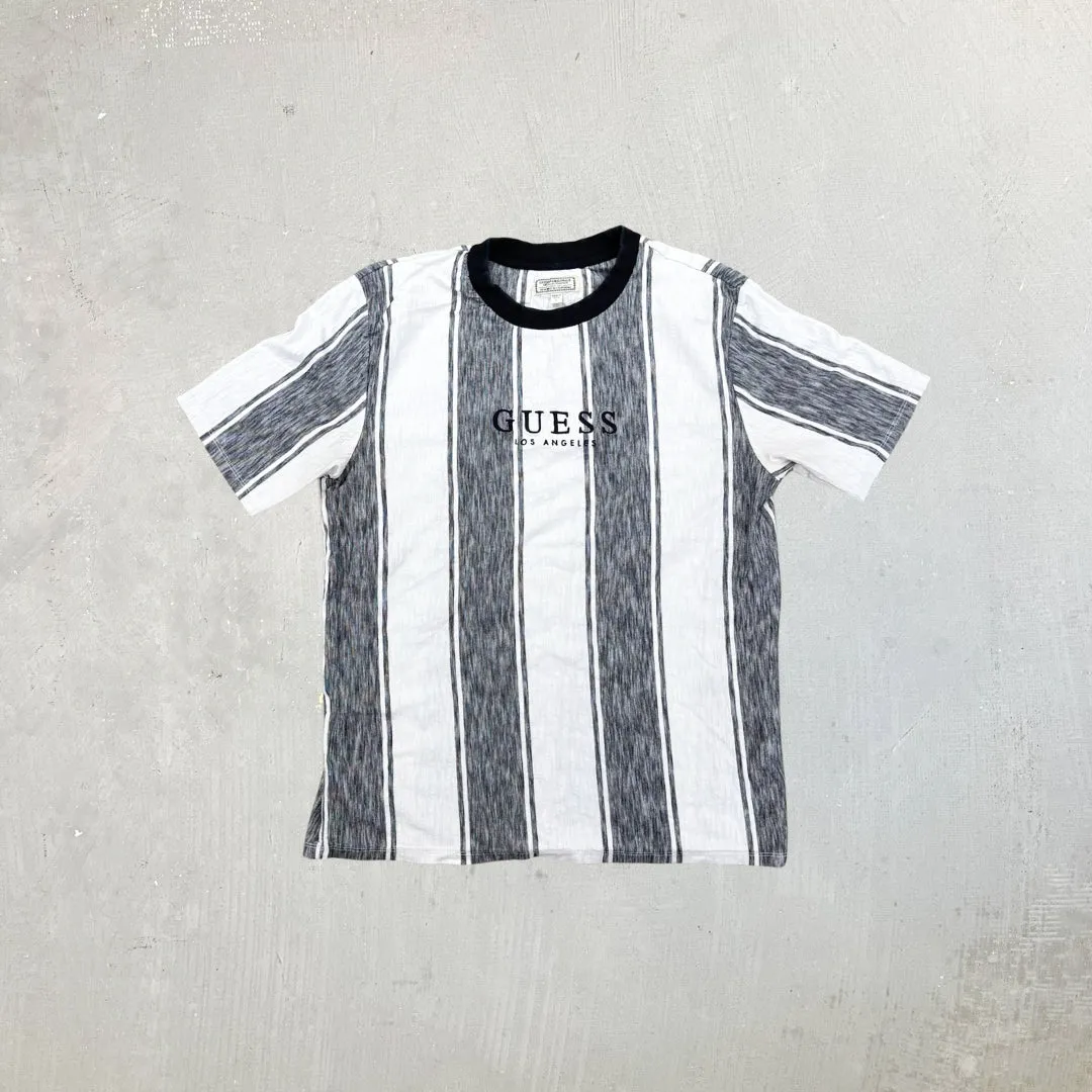 F- Vintage Guess Los Angeles Embroidered Text Stripped Tee sold by HG Vintage