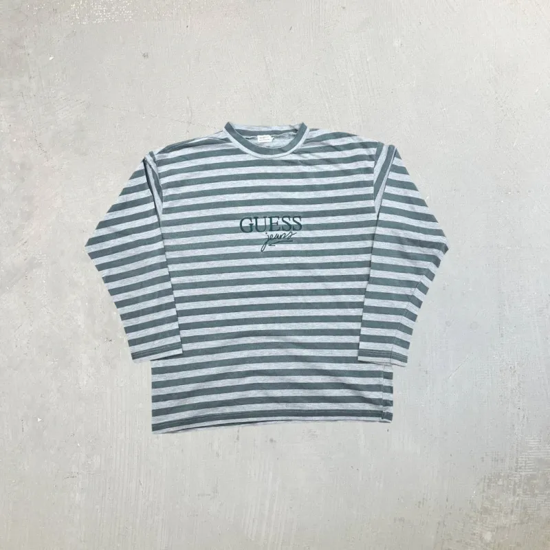 F- Vintage Guess Jeans Embroidered Text Long Sleeve Tee sold by HG Vintage