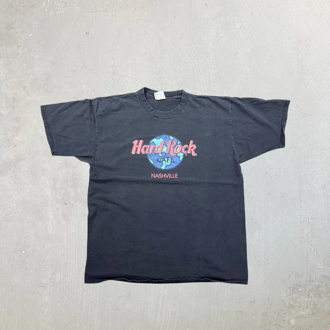 F- Vintage Hard Rock Cafe Nashville Earth Logo Graphic Made In USA Tee sold by HG Vintage
