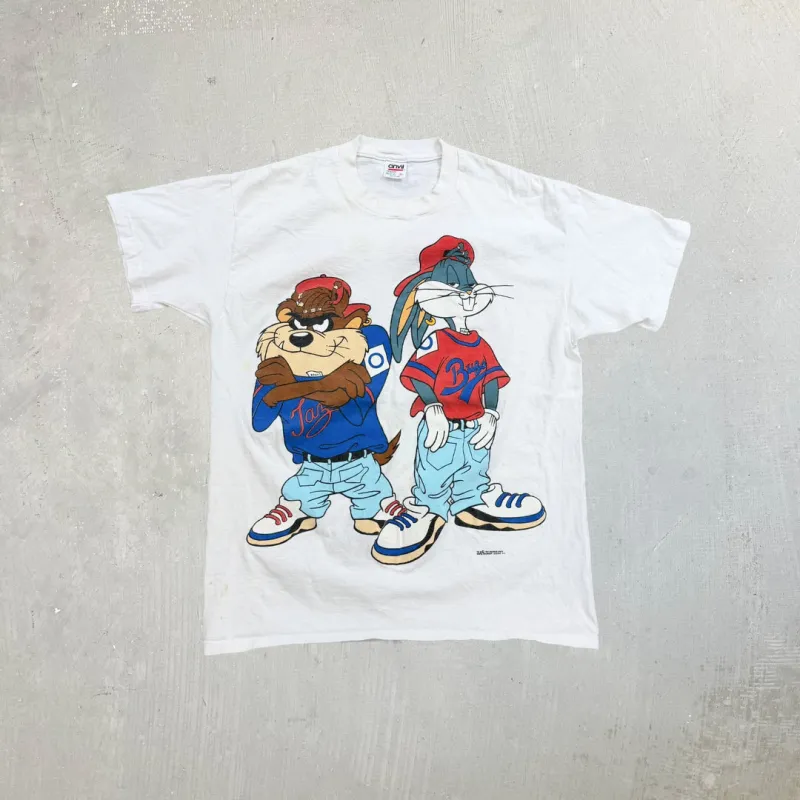 F- Vintage '93 Looney Tunes Bugs Bunny & Taz Hip Hop Red Anvil Made In USA Single Stitch Tee sold by HG Vintage