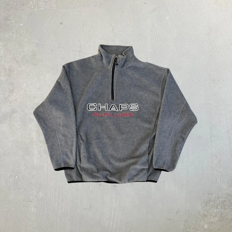 F- Vintage Chaps Ralph Lauren Embroidered Text Quarter Zip Polar Fleece sold by HG Vintage