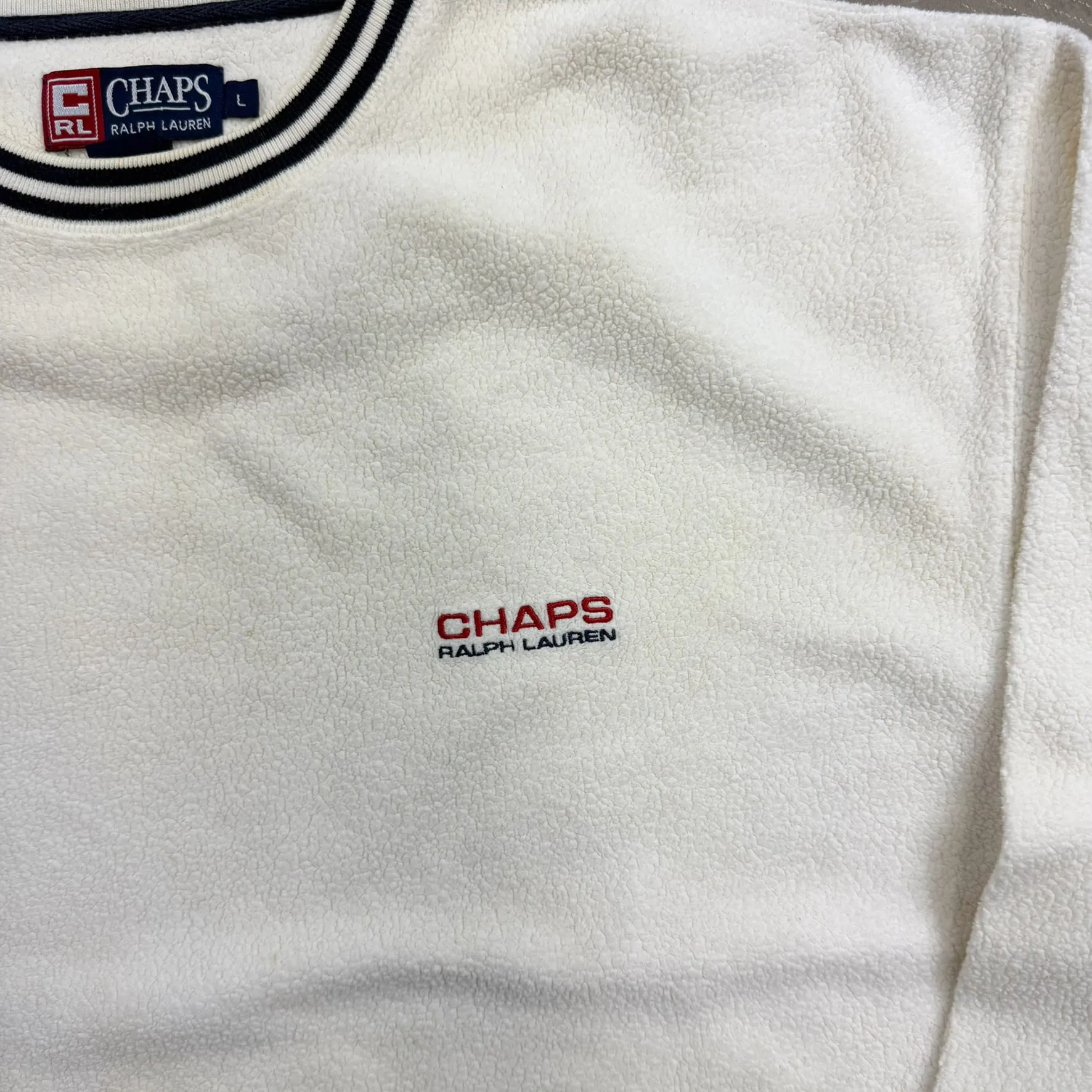 F- Vintage Chaps Ralph Lauren Embroidered Text Polar Fleece Crewneck sold by HG Vintage product image thumbnail 5