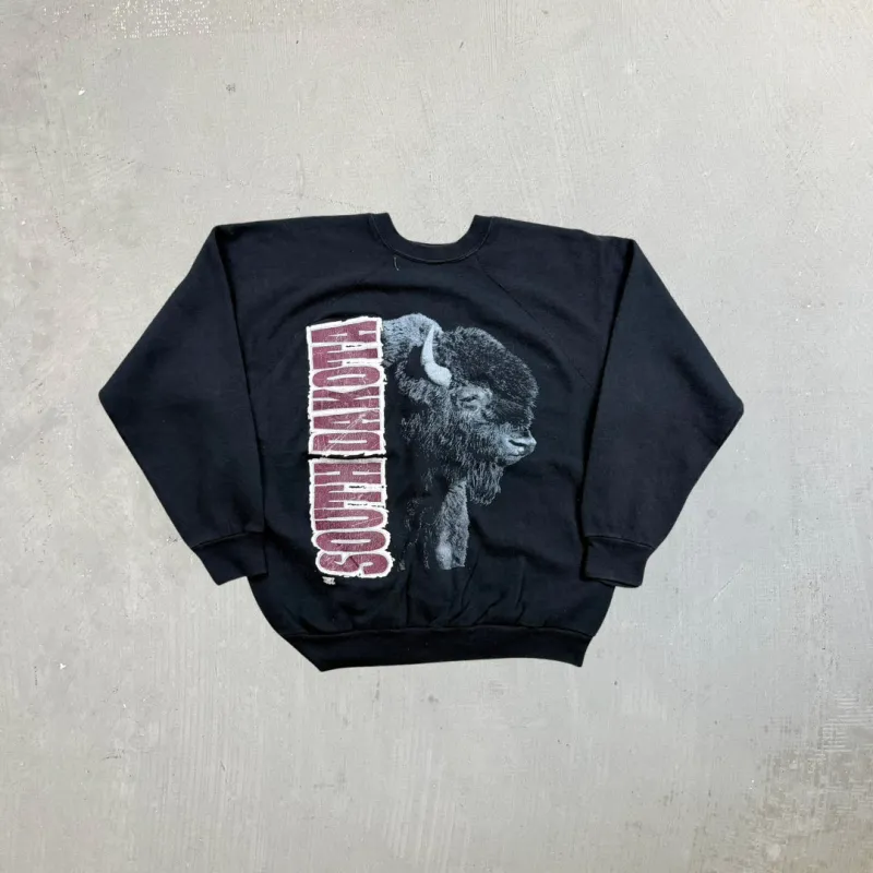 F- Vintage Tultex South Dakota Bison Graphic Made In The USA Crewneck sold by HG Vintage