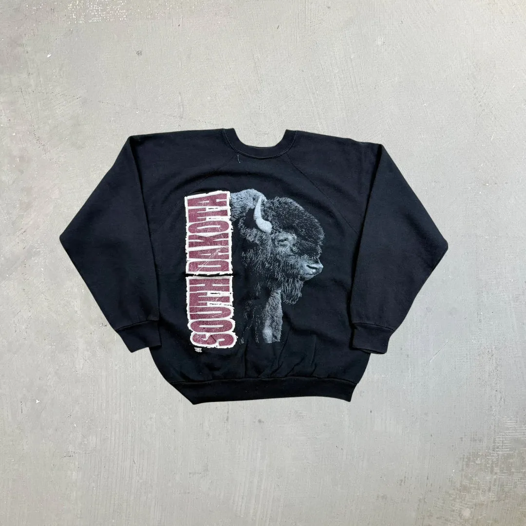 F- Vintage Tultex South Dakota Bison Graphic Made In The USA Crewneck sold by HG Vintage