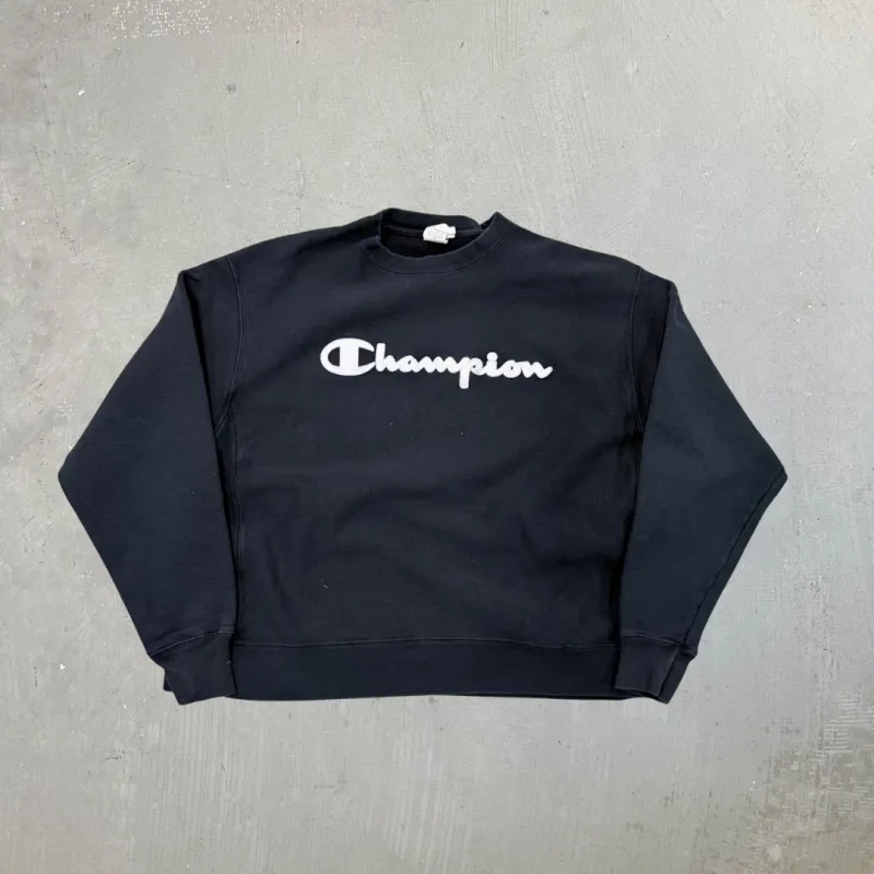 F- Vintage Champion Reverse Weave Embroidered Text Crewneck sold by HG Vintage