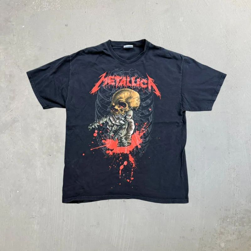 F- Vintage Metallica Text & Skeleton Graphic Hanes Heavyweight Tee sold by HG Vintage