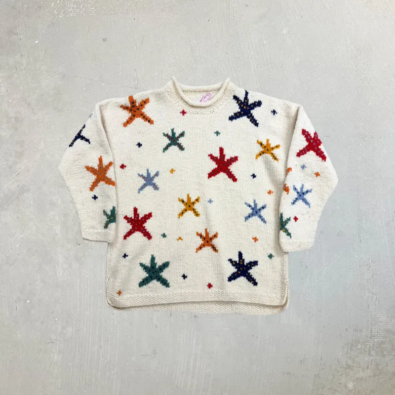 F- Vintage Folklore Star Pattern Wool Knit Sweater sold by HG Vintage
