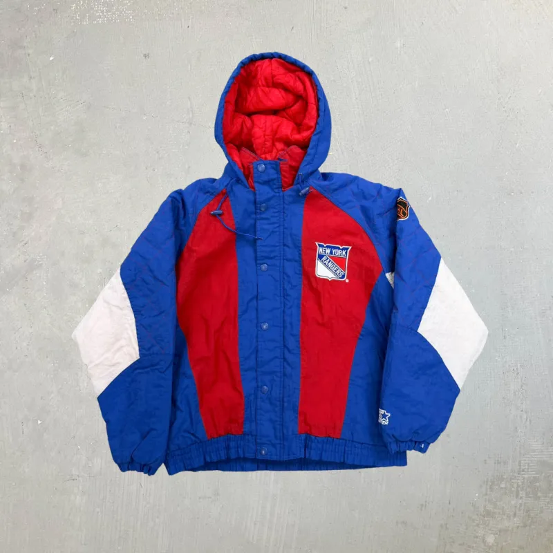 F- Vintage New York Rangers NHL Starter Hooded Winter Jacket sold by HG Vintage