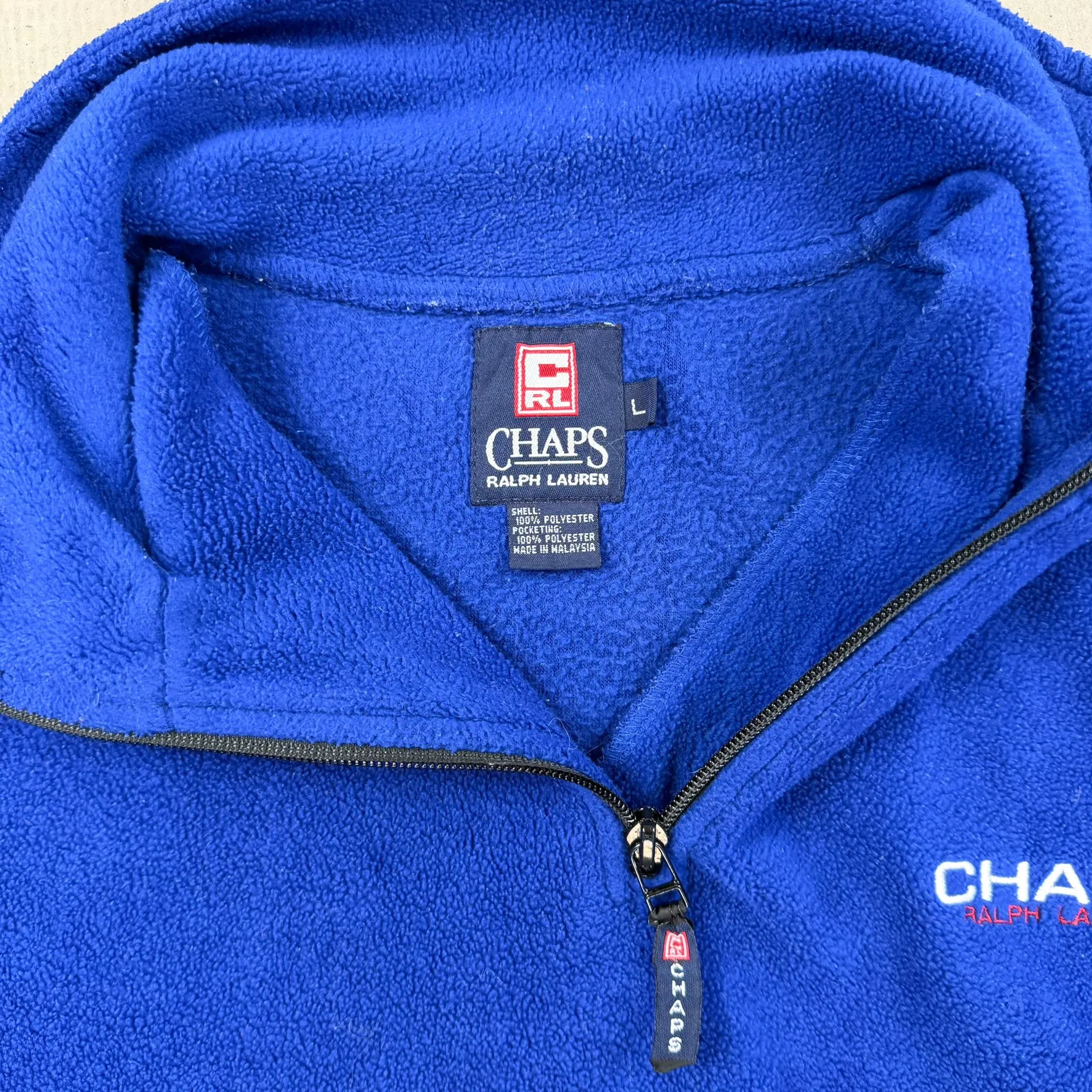 F- Vintage Chaps Ralph Lauren Embroidered Text Quarter Zip Polar Fleece sold by HG Vintage product image thumbnail 4