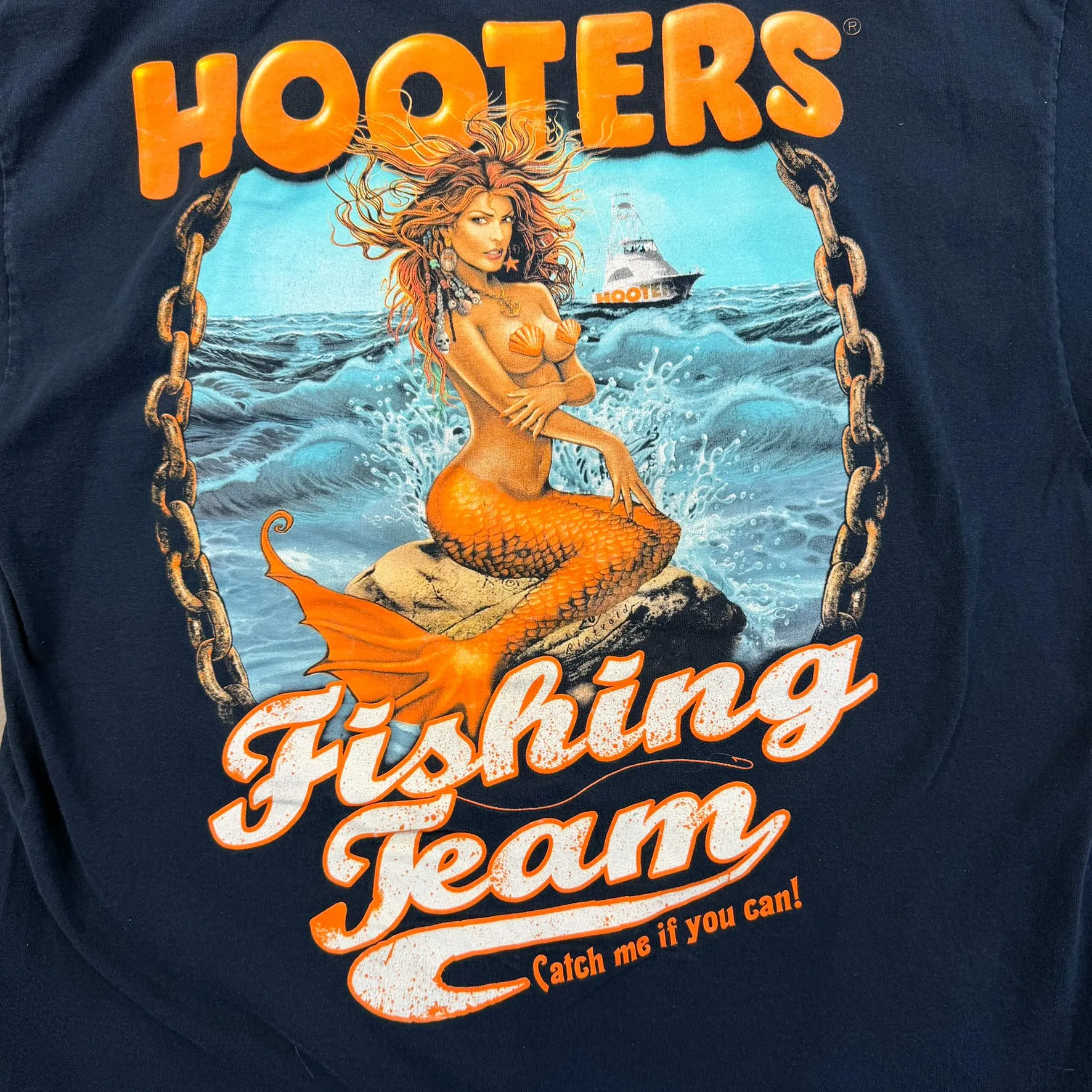F- Vintage Hooters Fishing Team Mermaid Graphic Tee sold by HG Vintage product image thumbnail 4
