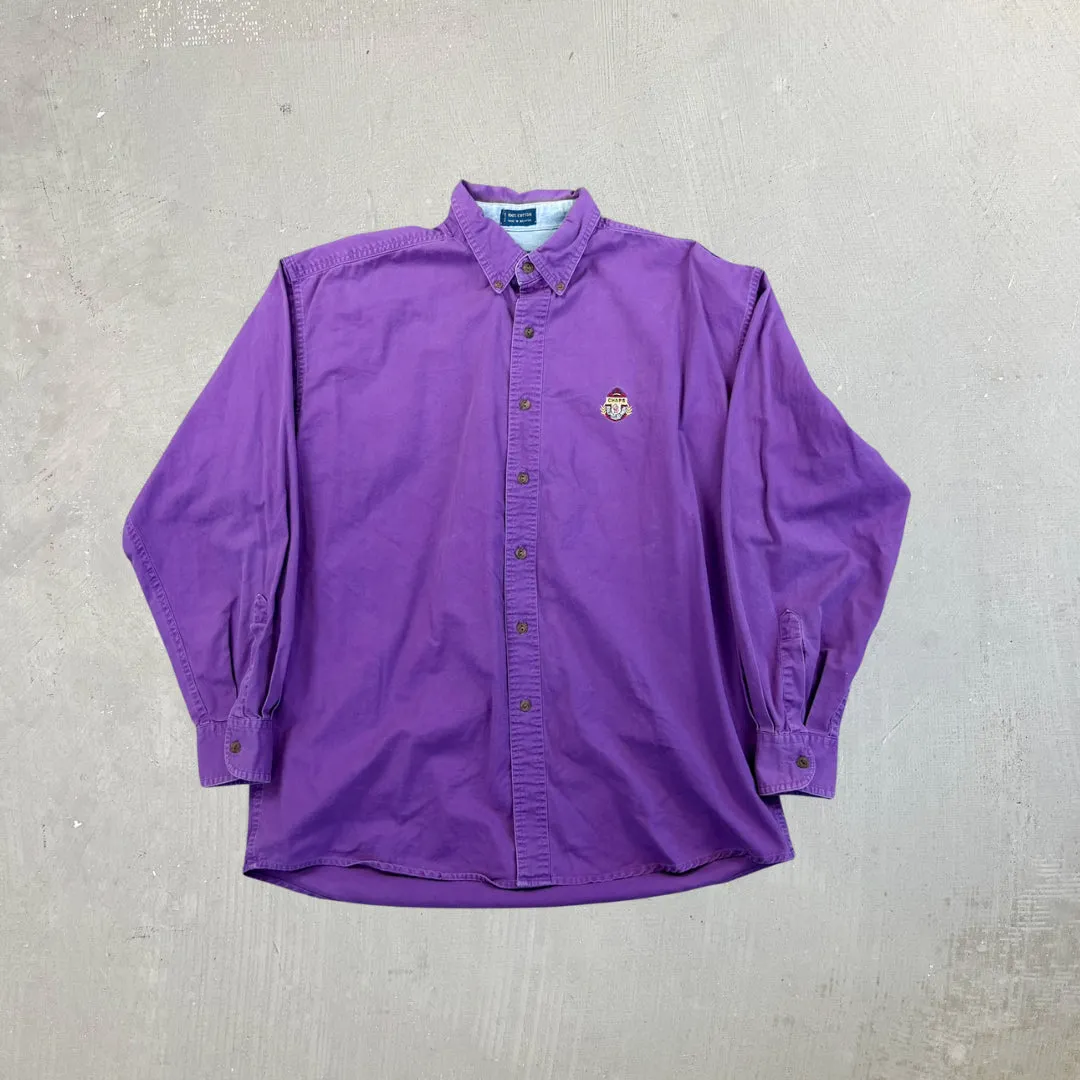 F- Vintage Chaps Ralph Lauren Solid Color Purple Embroidered Crest Button Down Shirt sold by HG Vintage