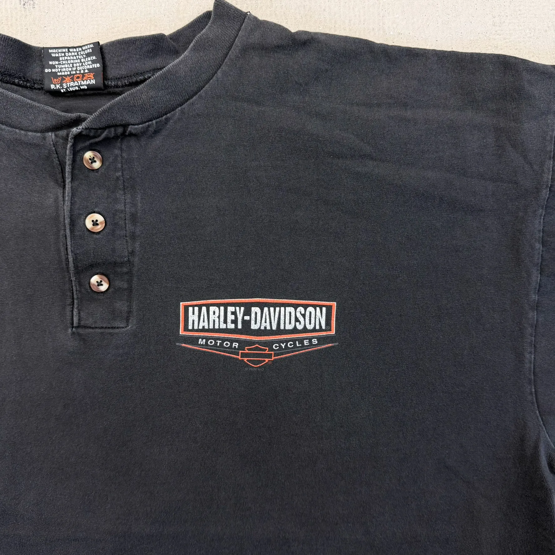 F- Vintage '00 Harley Davidson Hartford Cn. Henley Single Stitch Tee sold by HG Vintage product image thumbnail 2