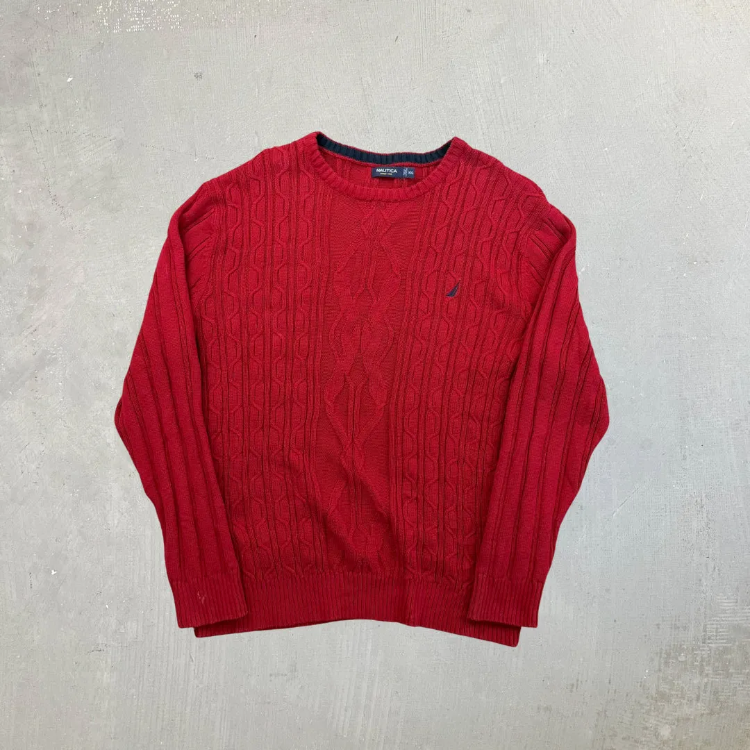 F- Vintage Nautica Solid Red Knit Sweater sold by HG Vintage