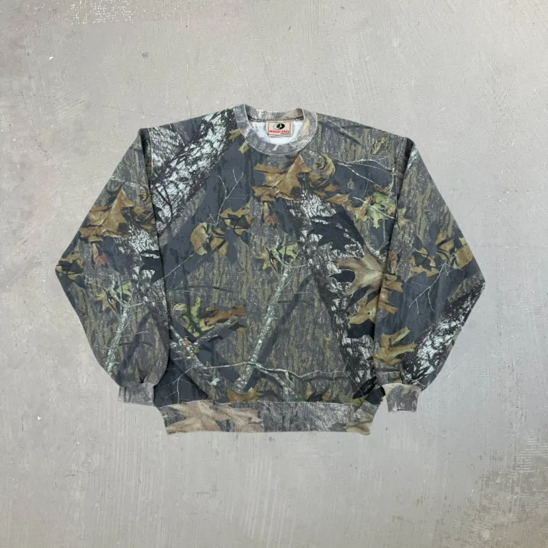 F- Vintage Mossy Oak Break Up Real Tree Camo Crewneck sold by HG Vintage
